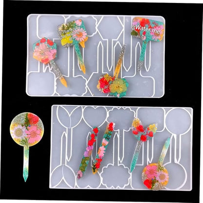 2pcs Silicone Plant Label Mold Epoxy Molds for Markers and Reusable Silicone for Floral Tags and Herb Labels Easy to Use for Crafting