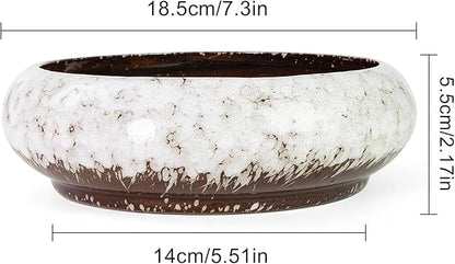 Lotus Bowl Planter - 7.3 Inch Large Lotus Flower Bowl for Water Plants, Ceramic Hydroponic Planter Water Lily Bowl for Planting Aquatic and Indoor Succulent Plants and Bonsai