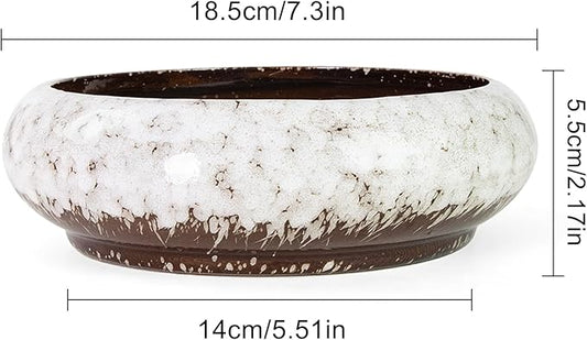 Lotus Bowl Planter - 7.3 Inch Large Lotus Flower Bowl for Water Plants, Ceramic Hydroponic Planter Water Lily Bowl for Planting Aquatic and Indoor Succulent Plants and Bonsai