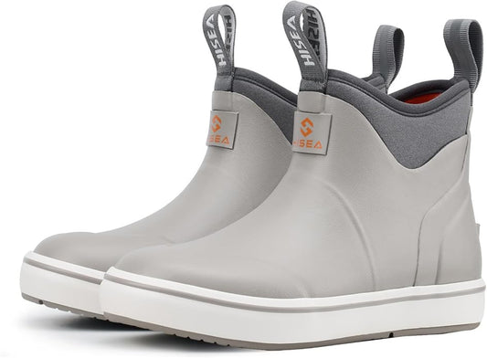 HISEA Kids Easy-On Rain Boots for Boys and Girls, Warm Waterproof Insulated Deck Boots Non-Slip Rubber Ankle Boots