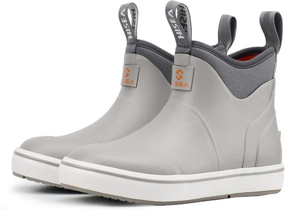 HISEA Kids Easy-On Rain Boots for Boys and Girls, Warm Waterproof Insulated Deck Boots Non-Slip Rubber Ankle Boots