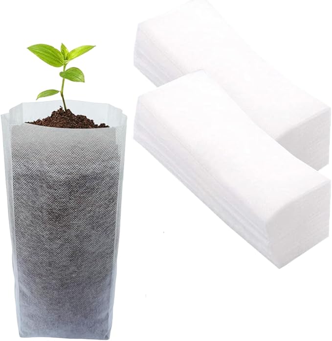 gardtree 100PCS 7.8×11 Inch Breathable Tall Plant Grow Bags - Biodegradable Non-Woven Plant Nursery Bags for Seed Starting, Indoor/Outdoor Vegetables, Herbs & Flowers | Easy Transplant, Space Saving