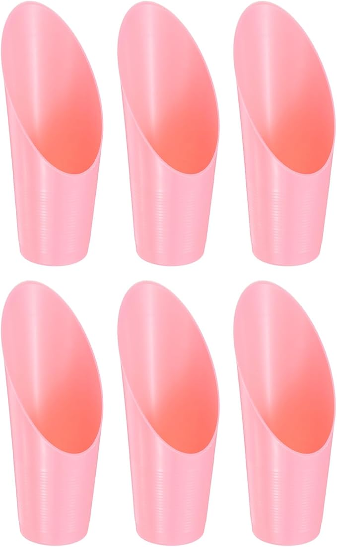 6-Pack Bonsai Soil Scoops, Plastic Garden Soil Scoops Bucket Shovel Potting Scoopers for Transplanting/Flower Planting/Plant Succulent, Colorful Small Gardening Tools [Pink]