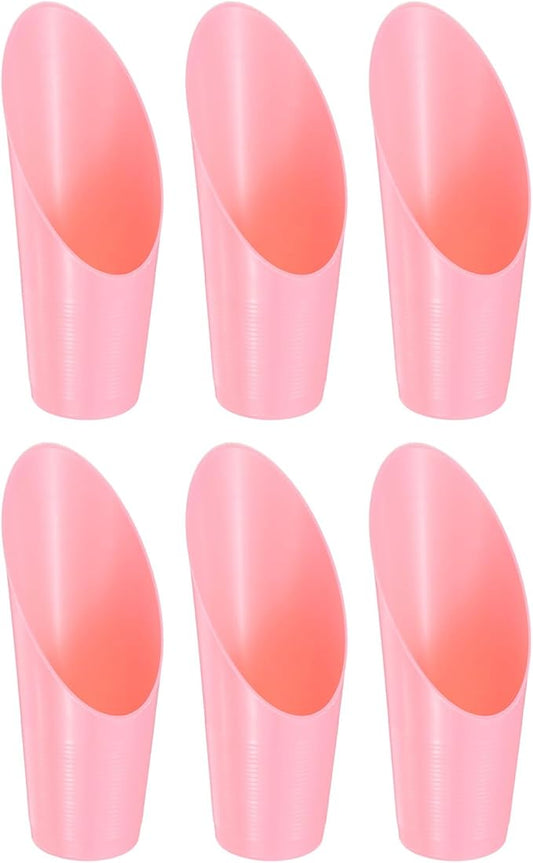 6-Pack Bonsai Soil Scoops, Plastic Garden Soil Scoops Bucket Shovel Potting Scoopers for Transplanting/Flower Planting/Plant Succulent, Colorful Small Gardening Tools [Pink]