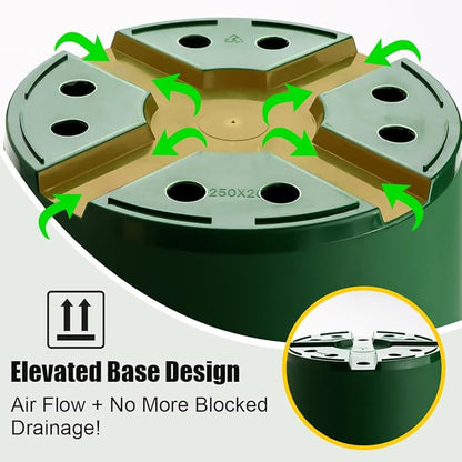 5 Gallon 12 Inch Plastic Nursery Pots, Plant Containers with Drainage Holes, Round Sturdy Garden Planters for Indoor/Outdoor Greenery, Gardening Gifts for Women (5-Pack, Green)