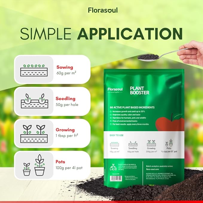 Florasoul® Plant Booster All Purpose Slow Release Fertilizer (6.6 lbs) – Plant-Based & Vegan Formula – 4-Month Sustained Nutrient Feed – for Vegetables, Flowers & Lawns – Pet-Friendly
