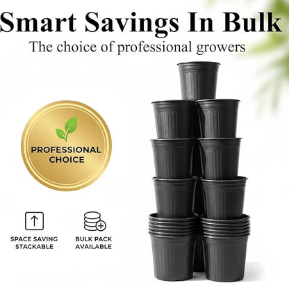 50 Pack 5 Gallon Flexible Plant Nursery Pots Plastic Seedling Starting Pots with Drainage Holes Soft Flower Pots Plant Container with Plant Labels, Black
