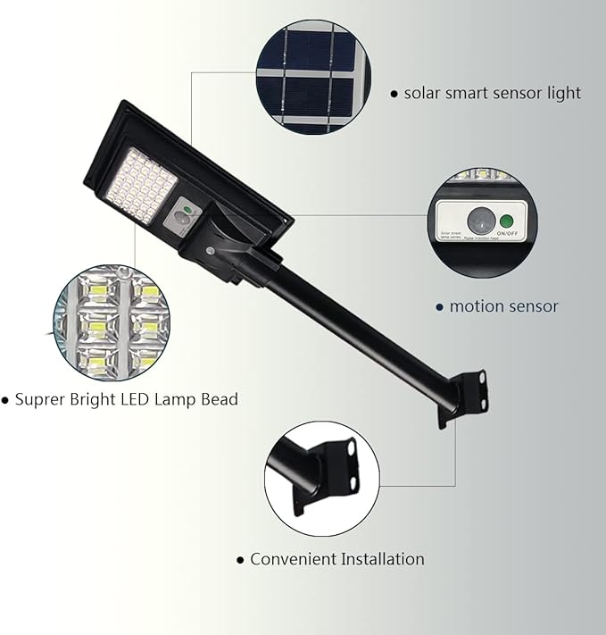 Solar Street Lights Outdoor Waterproof, 6000K Dusk to Dawn Solar Flood Lights with Remote Control, Motion Sensor Commercial Area Lighting for Outside Parking Lot 2 Pack