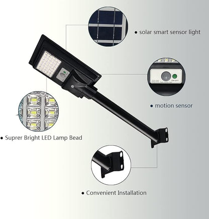 Solar Street Lights Outdoor Waterproof, 6000K Dusk to Dawn Solar Flood Lights with Remote Control, Motion Sensor Commercial Area Lighting for Outside Parking Lot 2 Pack