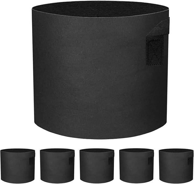 5 Pack 1 Gallon Grow Bags - Black Breathable Fabric Pots Heavy Duty Aeration Fabric Pots Thickened Nonwoven Fabric Pots Plant Grow Bags with Handle