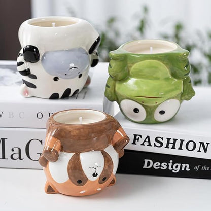 DIYOMR Cute Animal Planter Upside Down Ceramic Cartoon Succulent Pot Animals Shaped Small Flowerpot for Kid's Room Decoration Desktop Planting Ideas Creative Pen Holder - Plants Not Included (Dog)