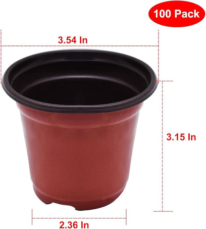 WFLNHB 100 Pack 3.5 Inch Nursery Pots Plastic Plant Pots Flexible Seedling Pot for Indoor and Outdoor Use