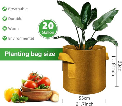 5-Pack 20 Gallon Grow Bags Heavy Duty Thickened Nonwoven Fabric Pots with Handles, Plant Grow Bags for Vegetables/Flower/Plant/Fruits, Brown