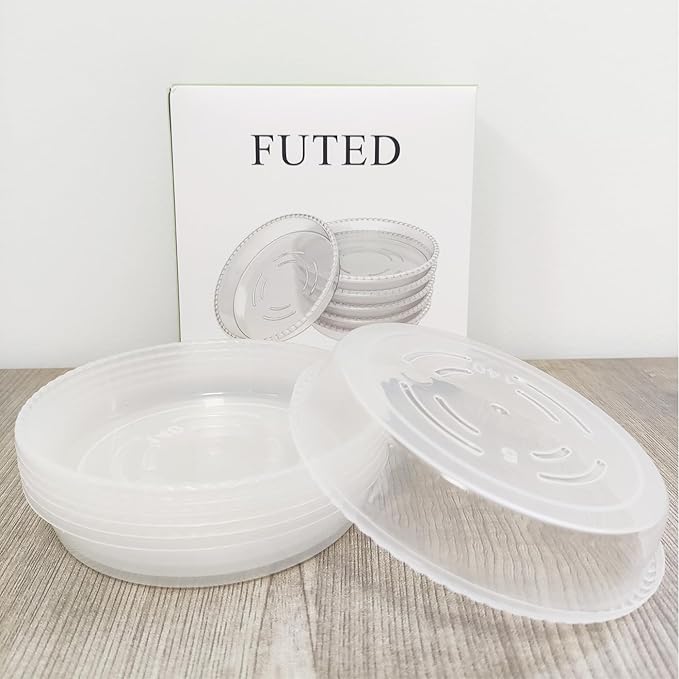 6 Pack Clear Plant Saucer 12 inch (Top Diameter), Durable Plastic Plant Trays for Indoor, Round Flower Plant Pot Saucer, Sturdy Plant Water Catcher Tray