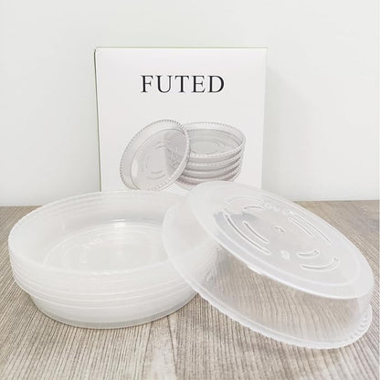6 Pack Clear Plant Saucer 6 8 10 inch, Durable Plastic Plant Trays for Indoor, Round Flower Plant Pot Saucer, Sturdy Plant Water Catcher Tray