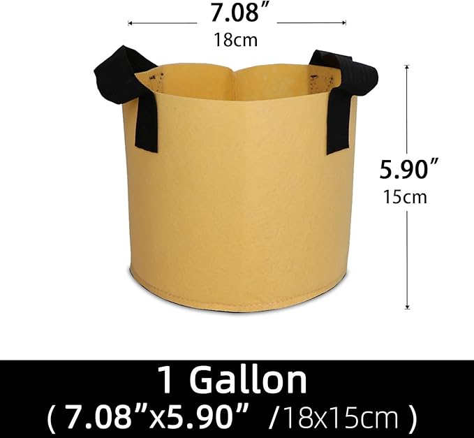 Grow Bags,Growing Pot Bags Garden Grow Bag Indoor Outdoor Fabric Aeration Plant Pot Container Flower Vegetable Pouch (Khaki,1 Gallon)