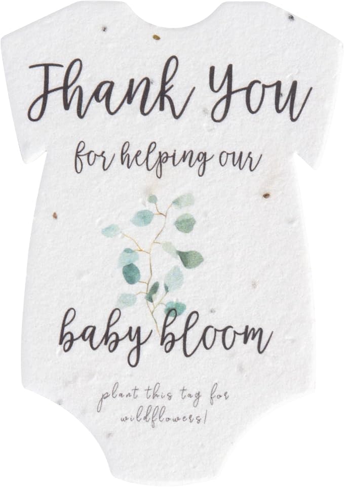 Onesie Seed Paper – 15 Green Shower Favors for Guests with Wildflower Seeds, Writable & Plantable, Shower Favor Gifts for Guest