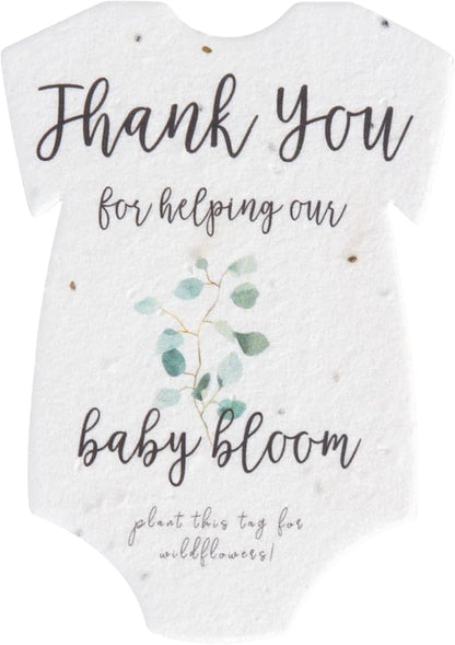 Onesie Seed Paper – 15 Green Shower Favors for Guests with Wildflower Seeds, Writable & Plantable, Shower Favor Gifts for Guest