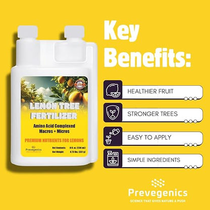 Lemon Tree Fertilizer | (8 fl. oz.) | Easy to Use Liquid Fertilizer for Lemons and Citrus Trees | Liquid Plant Food | Contains Amino Acid Complexed Macronutrients & Micronutrients