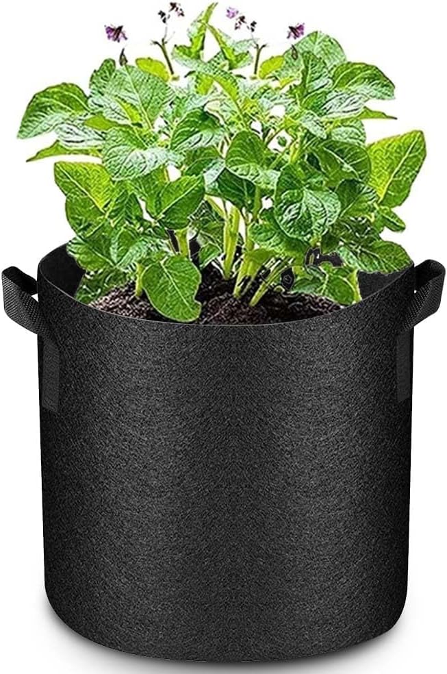 50 Pack Grow Bags Bulk Fabric Pots with Handles Aeration Grow Pots Garden Plant Bags for Gardening, Plant and Vegetables, Black (5 Gallon)