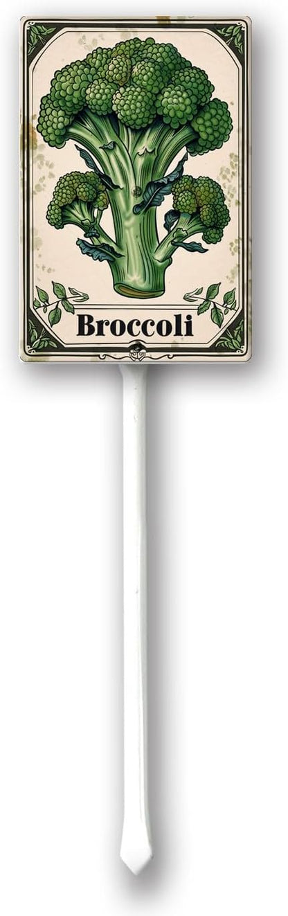 Uptell Vegetable Garden Broccoli Yard Sign Label With Stake Plant Markers For Outdoor Plants Waterproof 7x8.8inch Nursery Garden Outdoor Sign