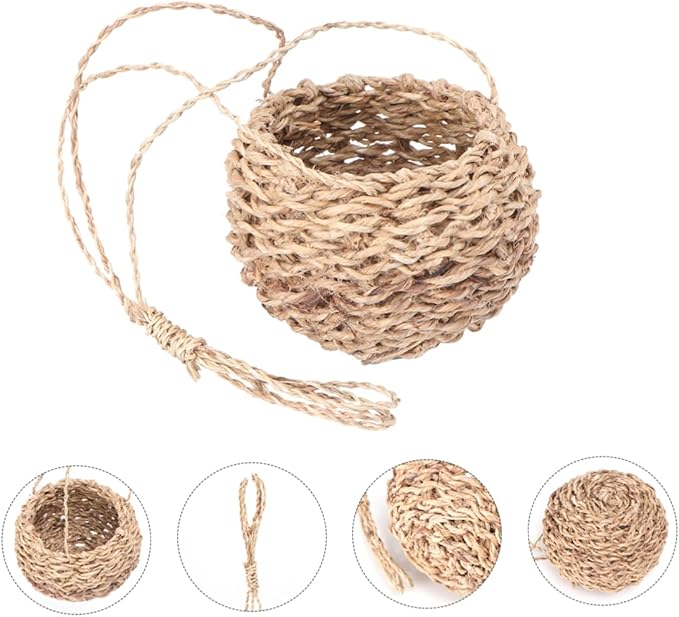 BESPORTBLE 2pcs Mini Handwoven Rope Basket for Plants Storage Decorative Hanging Storage Blanket for Home Decor for Pot Cover and Plant Unique