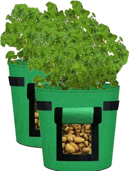 2 Pack 7 Gallon Potato Grow Bags, Planter Bag Heavy Duty, Thickened Growing Bags Garden Vegetable Planter with Handles & Large Harvest Window