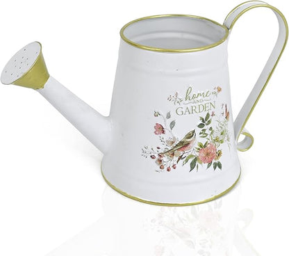 Cute Small Watering Can Indoor Plants Garden Metal Decorative Watering Cans for Outdoor Plants Bonsai Outdoor Garden Flower Decorative (White, 1.5L, 50.7 Oz)