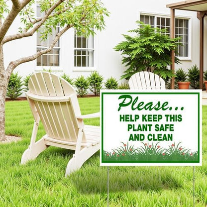 Please help keep this plant safe and clean Yard Sign With Stake Stand Plastic Signage Double Sided Sign Funny Garden Decor 9 x 12 Inches Sturdy Rust Free Weatherproof Outdoor Use
