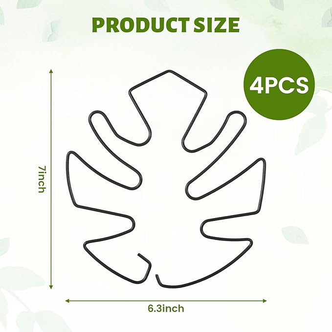 4 PCS Monstera Plant Support, Plant Support Stakes for Indoor Plants Plant Stem Support Metal Monstera Plant Stabilizer Holder Plant Clips for Climbing Plants Support for Thriving Growth