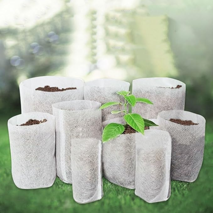 100pcs Plant Nursery Bags, Non-woven Fabric Grow Breeding Bags Flower Pots For Home Garden Accessories (18x20cm Folding)