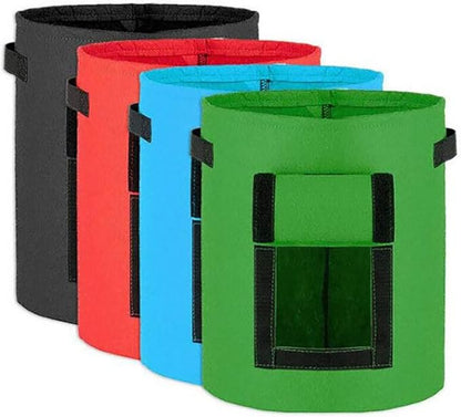Ulalaza 5PCS Potato Grow Bags with Flap Plant Grow Bags Fabric Multi Ribbon Potato Bag Tomato Vegetable Growth Non-Woven Felt Planting Bag Transparent