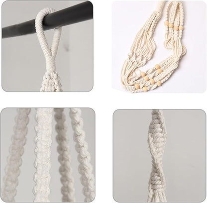 Hanging Planters with Macrame Plant Hangers for Indoor Outdoor Plants,3 Set Hanging Baskets Flower Pots Holders 35‘’/27‘’/21‘’,Self-Watering Pots 7‘’/6‘’/5.5‘’,Boho Home Decor (White)