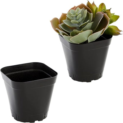 Juvale Square Nursery Pots - Seedling Planters with Drainage Holes - Versatile Pots for Plants & Succulents - Space-Saving Stackable Planters - 2.6 in, Pack of 300, Black