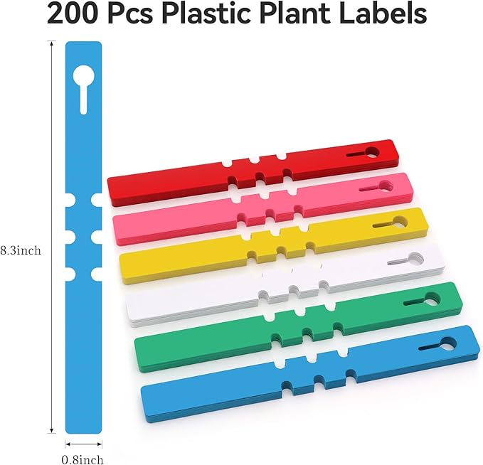200 Pcs Plant Labels Tags, Plastic Plant Labels, Plastic Markers Tree Tags for Outdoor, Waterproof Warp Around Hanging Name Tags for Nursery Garden (6 Colors)
