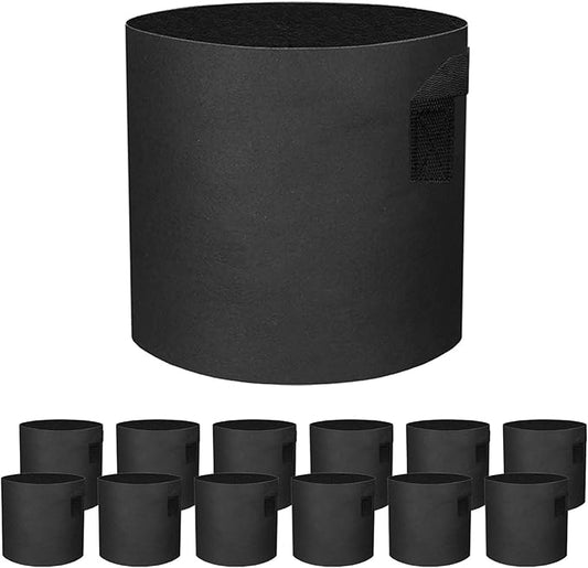 12 Pack 2 Gallon Grow Bags - Black Breathable Fabric Pots Heavy Duty Aeration Fabric Pots Thickened Nonwoven Fabric Pots Plant Grow Bags with Handle