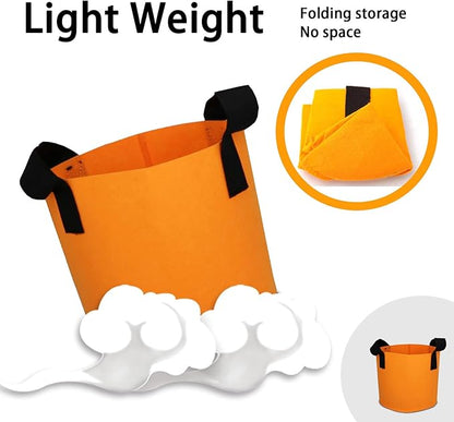 Grow Bags,Growing Pot Bags Garden Grow Bag Indoor Outdoor Fabric Aeration Plant Pot Container Flower Vegetable Pouch (Light Orange,17Gallon)