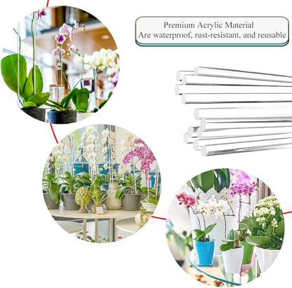 HAHIYO 15 and 18Inches 20Pcs Total (10Pcs Each) Clear Acrylic Plant Stakes Garden Stakes Plastic Rod Plant Support Stakes Floral Sticks for Orchid Tomato Vegetables Potted Indoor Outdoor Gardening