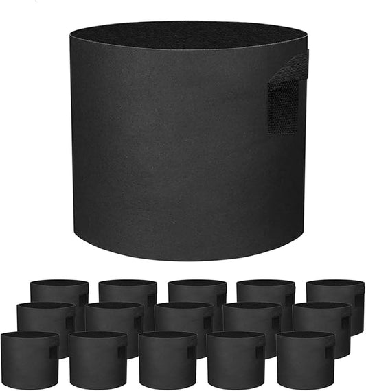 15 Pack 1 Gallon Grow Bags - Black Breathable Fabric Pots Heavy Duty Aeration Fabric Pots Thickened Nonwoven Fabric Pots Plant Grow Bags with Handle