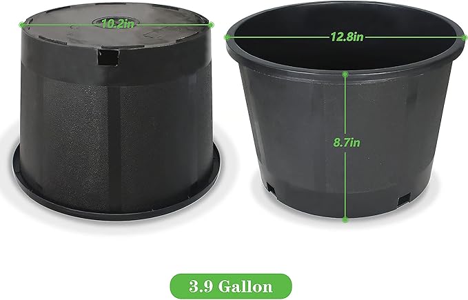Planter Nursery Pots 3.9 Gallon Pots for Plants, Injection Molded Plastic Nursery Pots, Plant Container 3.9 Gal 10-Pack