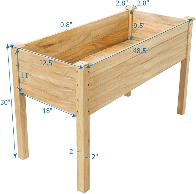 VINGLI Heavy Duty Raised Garden Bed with Bed Liner, Wood Elevated Planter with Legs for Vegetables Fruits Potato Onion Flower, Outdoor Sturdy Long Lasting Planter Box Kit (Elevated Without Wheels)