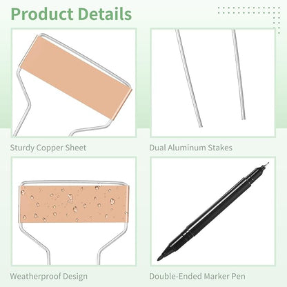 80 PCS Metal Garden Tags Plant Labels for Garden Waterproof Plant Markers with 2 Permanent Pen, High Copper Plate Plant Labels,Coppers Plant Tags for Flowers, Vegetables, Seedlings, Seed (80PCS)