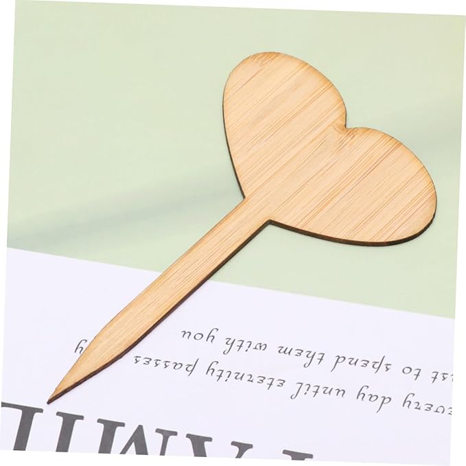 Mipcase 20pcs Heart Shaped Bamboo Thicken Plant Labels for Garden Seedling Markers t Shape for Writing
