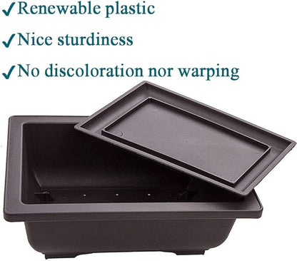 LANIAKEA 12 Pack Bonsai Pot with Trays 6.5 Inch Nursery Pots with Drainage Plastic Bonsai Training Pots for Home Furnishings Décor Flower Nursery Brown