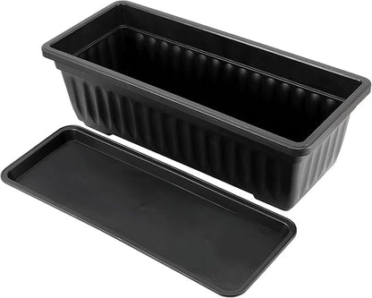 JOIKIT 17 Inches Black Plastic Planter Box, 6 Packs, Good Drainage, Indoor Outdoor Usage, for Garden, Windowsill, Patio, Balcony