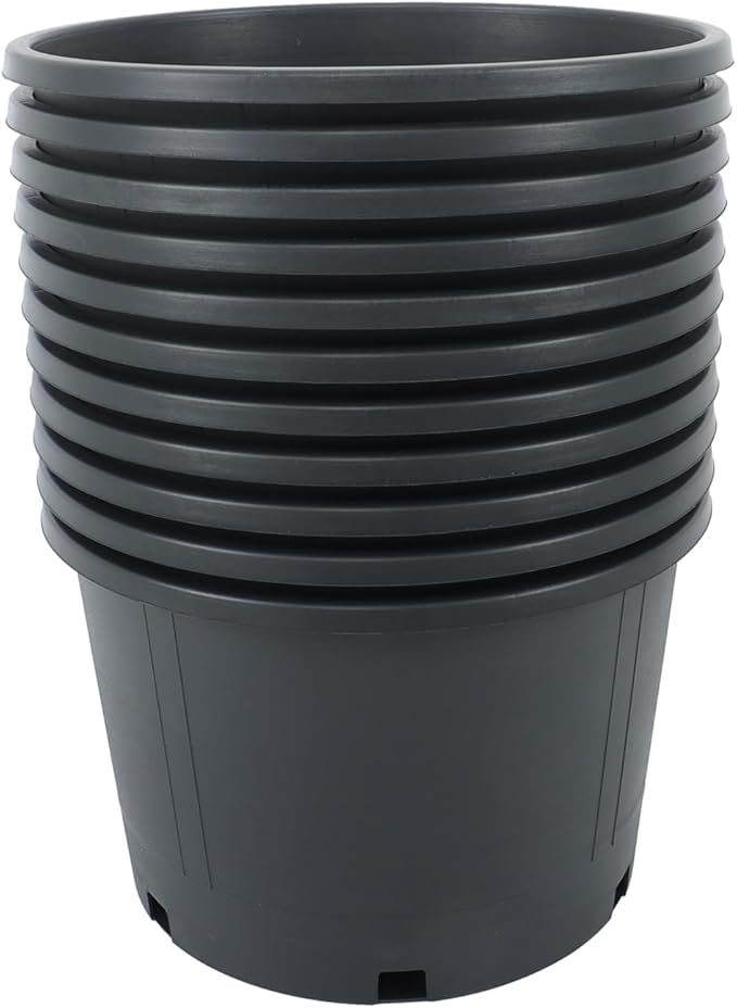 5 Gallon Black Nursery Pot, Durable Polypropylene Material, Drainage Holes, Wide Grip Rim, Ideal for Indoor or Outdoor Plants