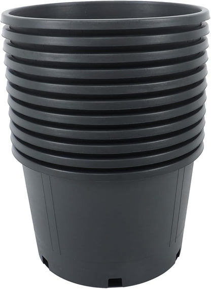 5 Gallon Black Nursery Pot, Durable Polypropylene Material, Drainage Holes, Wide Grip Rim, Ideal for Indoor or Outdoor Plants