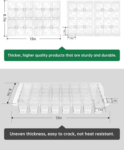 Large Seed Starter Trays with Heat Mat, Seed Starter Kit with 48 Full Spectrum LEDs, 24 Large Cells Seed Germination Kit with Adjustable Humidity Vents for Indoor Plants Seeds Starting