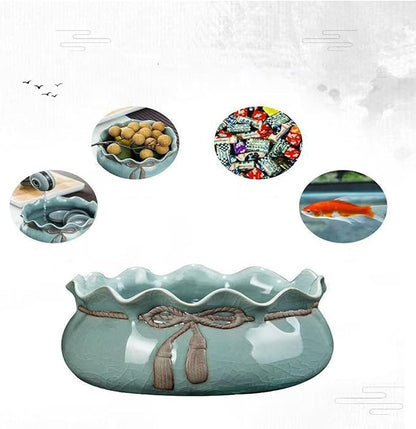 Lotus Bowl Planter, Lotus Bowls for Planting in Water Indoors, Ceramic Planters for Indoor Plants, Thickened Round Planter, for Succulent Plants Leak-Proof Design (Cornucopia)