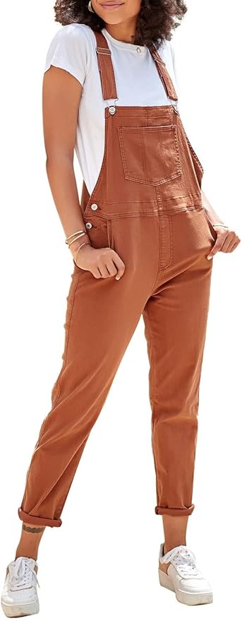 Vetinee Womens Classic Adjustable Straps Pockets Denim Bib Overalls Jeans Pants